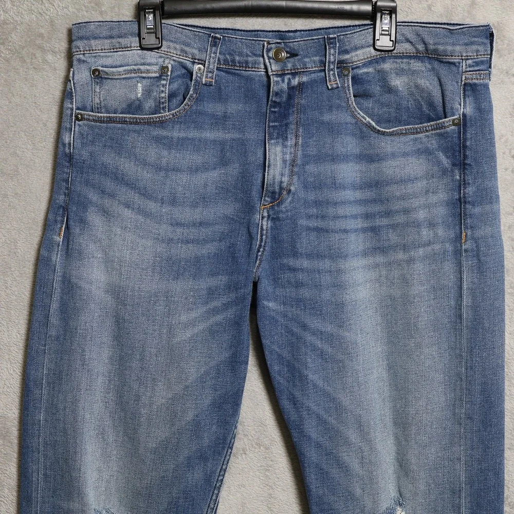 rag & bone Jeans Mens 38x32.5 Blue Fit 2 Slim Palisades Distressed Denim Whisker